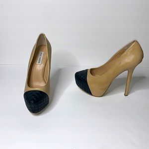 Tan leather platform toe heels (sz 10)